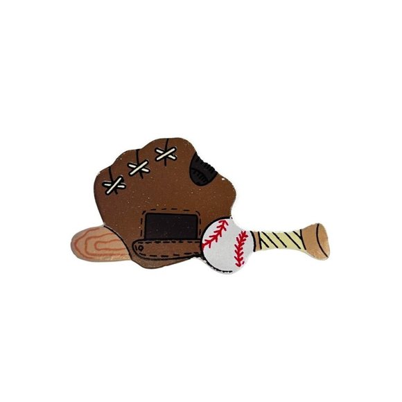 Set of 3 Plastic Pins Baseball Glove Ball Bat and Basketball - Picture 4 of 6